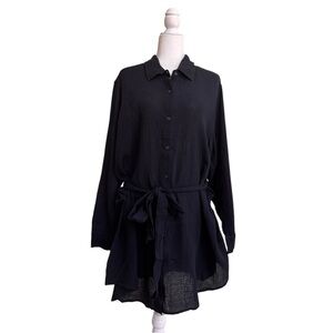 Andie Swim The Corvo Black Button Up Collared Long Sleeve Womens Size XXL Belted